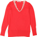 GUESS Womens V-Neck Jumper Sweater UK 12 Medium Red Viscose Vintage Guess and Second-Hand Guess from Messina Hembry 