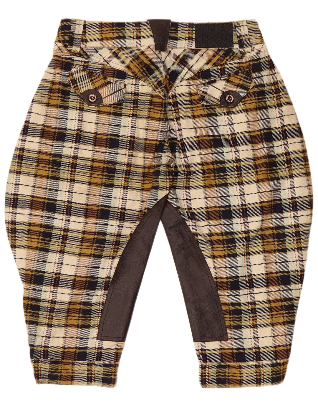 Vintage Womens Capri Riding Trousers IT 42 Medium W32 L19 Beige Plaid