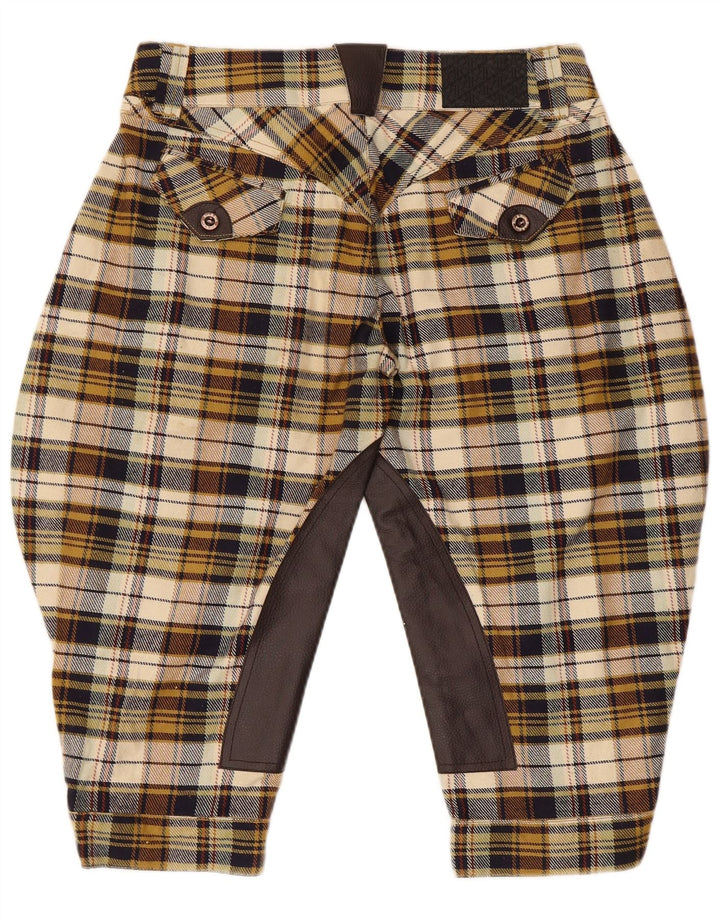 Vintage Womens Capri Riding Trousers IT 42 Medium W32 L19 Beige Plaid