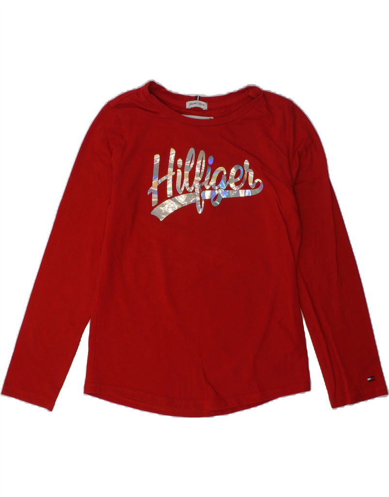 TOMMY HILFIGER Girls Graphic Top Long Sleeve 7-8 Years Red Cotton | Vintage Tommy Hilfiger | Thrift | Second-Hand Tommy Hilfiger | Used Clothing | Messina Hembry 