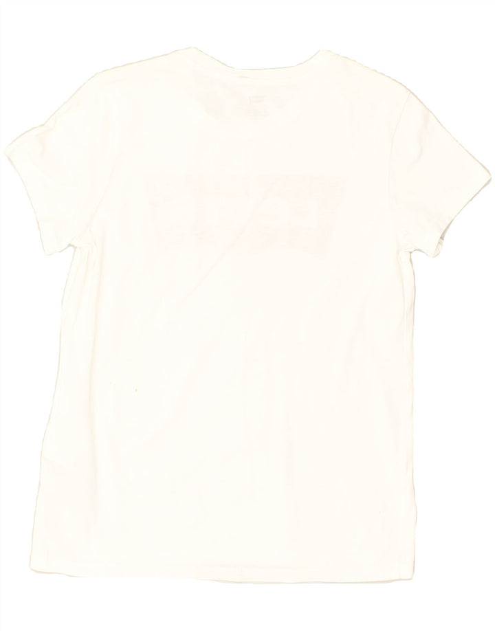 LEVI'S Womens Graphic T-Shirt Top UK 12 Medium White Cotton | Vintage Levi's | Thrift | Second-Hand Levi's | Used Clothing | Messina Hembry 