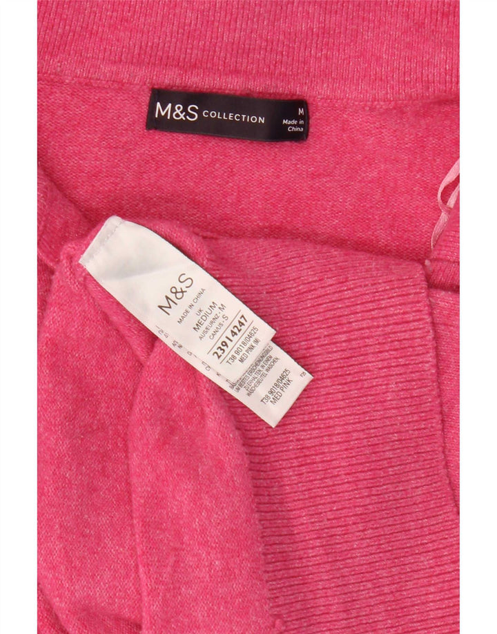 Marks & Spencer Womens Polo Neck Jumper Sweater UK 14 Medium Pink Polyester