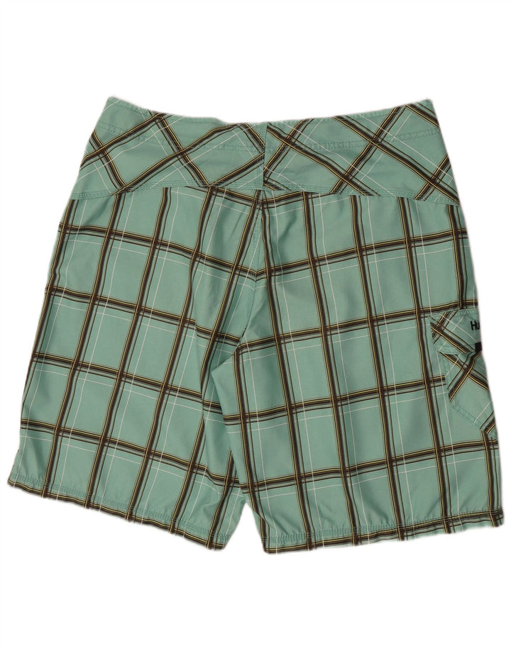 Hurley Mens Swimming Shorts Large  Green Check Polyester