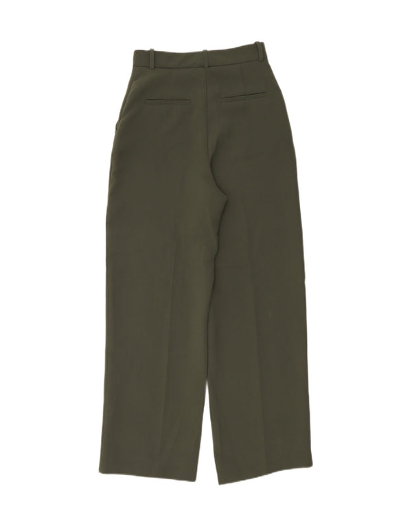 Zara Womens High Waist Straight Chino Trousers XS W24 L30 Green