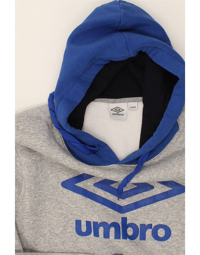 UMBRO Mens Graphic Hoodie Jumper Large Grey Cotton | Vintage Umbro | Thrift | Second-Hand Umbro | Used Clothing | Messina Hembry 