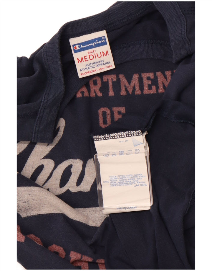 CHAMPION Mens Rochester Graphic Top Long Sleeve Medium Navy Blue Cotton