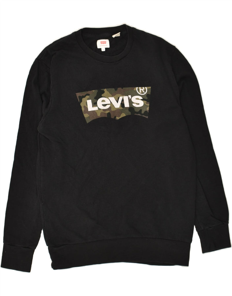 LEVI'S Mens Graphic Sweatshirt Jumper Medium Black Cotton | Vintage Levi's | Thrift | Second-Hand Levi's | Used Clothing | Messina Hembry 