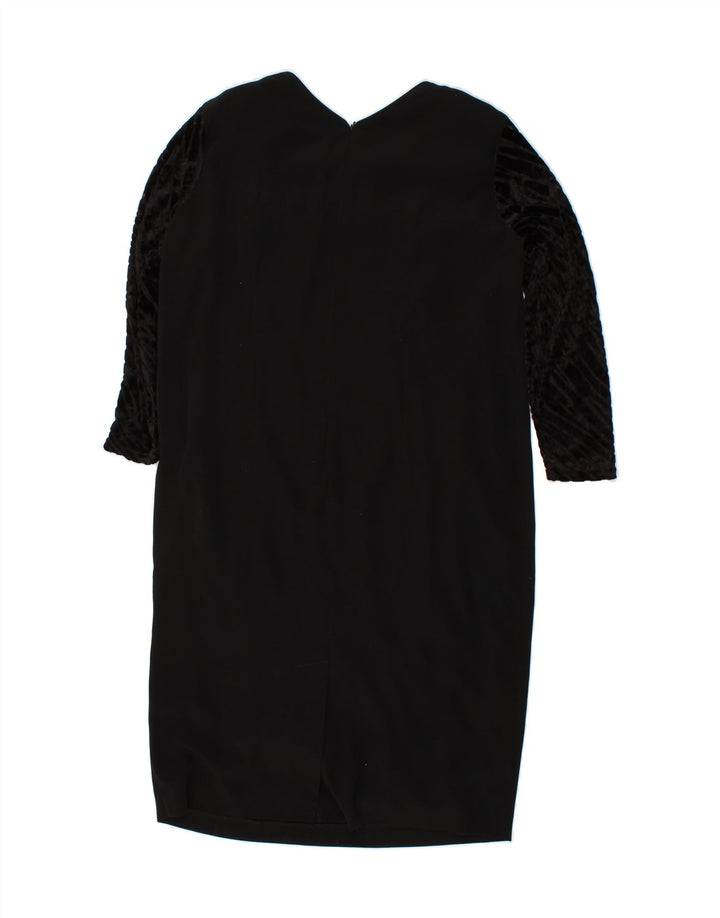 VINTAGE Womens Long Sleeve Shift Dress UK 16 Large Black Vintage Vintage and Second-Hand Vintage from Messina Hembry 