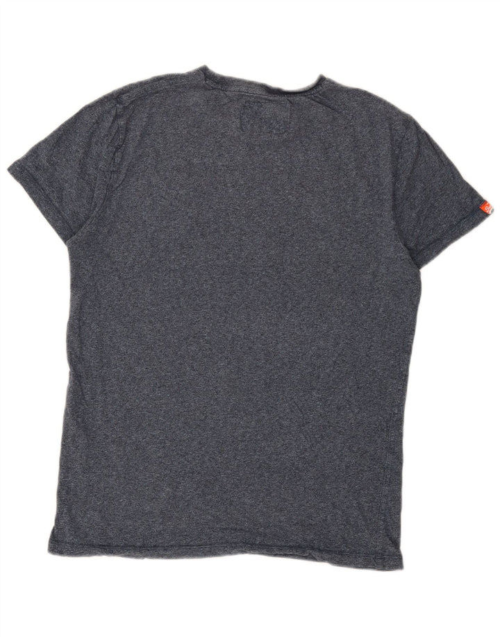Superdry Mens T-Shirt Top Large Navy Blue Flecked Cotton