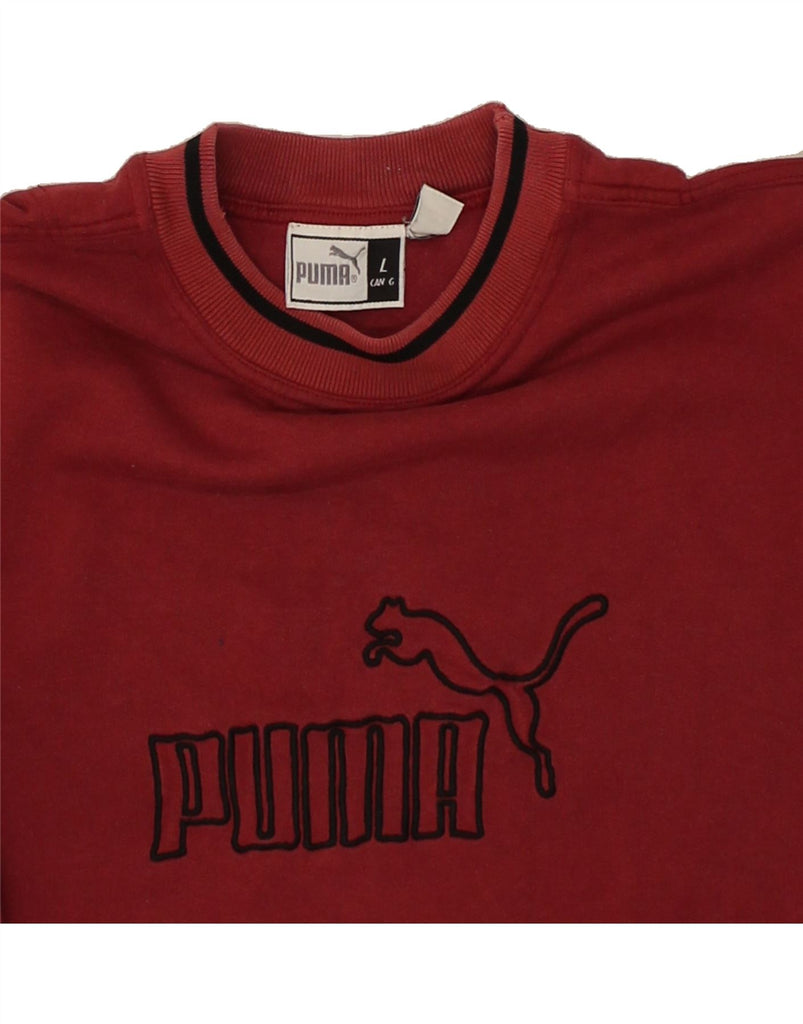 PUMA Mens Graphic Sweatshirt Jumper Large Maroon Polyester | Vintage Puma | Thrift | Second-Hand Puma | Used Clothing | Messina Hembry 