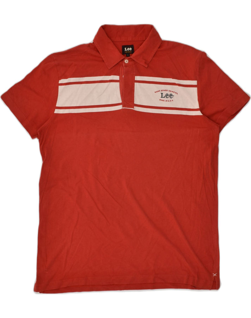 LEE Mens Polo Shirt Large Red Striped | Vintage Lee | Thrift | Second-Hand Lee | Used Clothing | Messina Hembry 