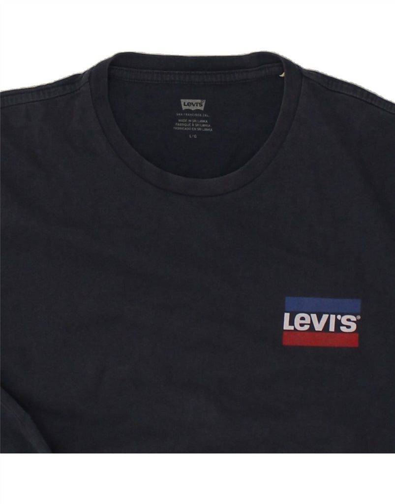 LEVI'S Mens Graphic T-Shirt Top Large Navy Blue Cotton Vintage Levi's and Second-Hand Levi's from Messina Hembry 