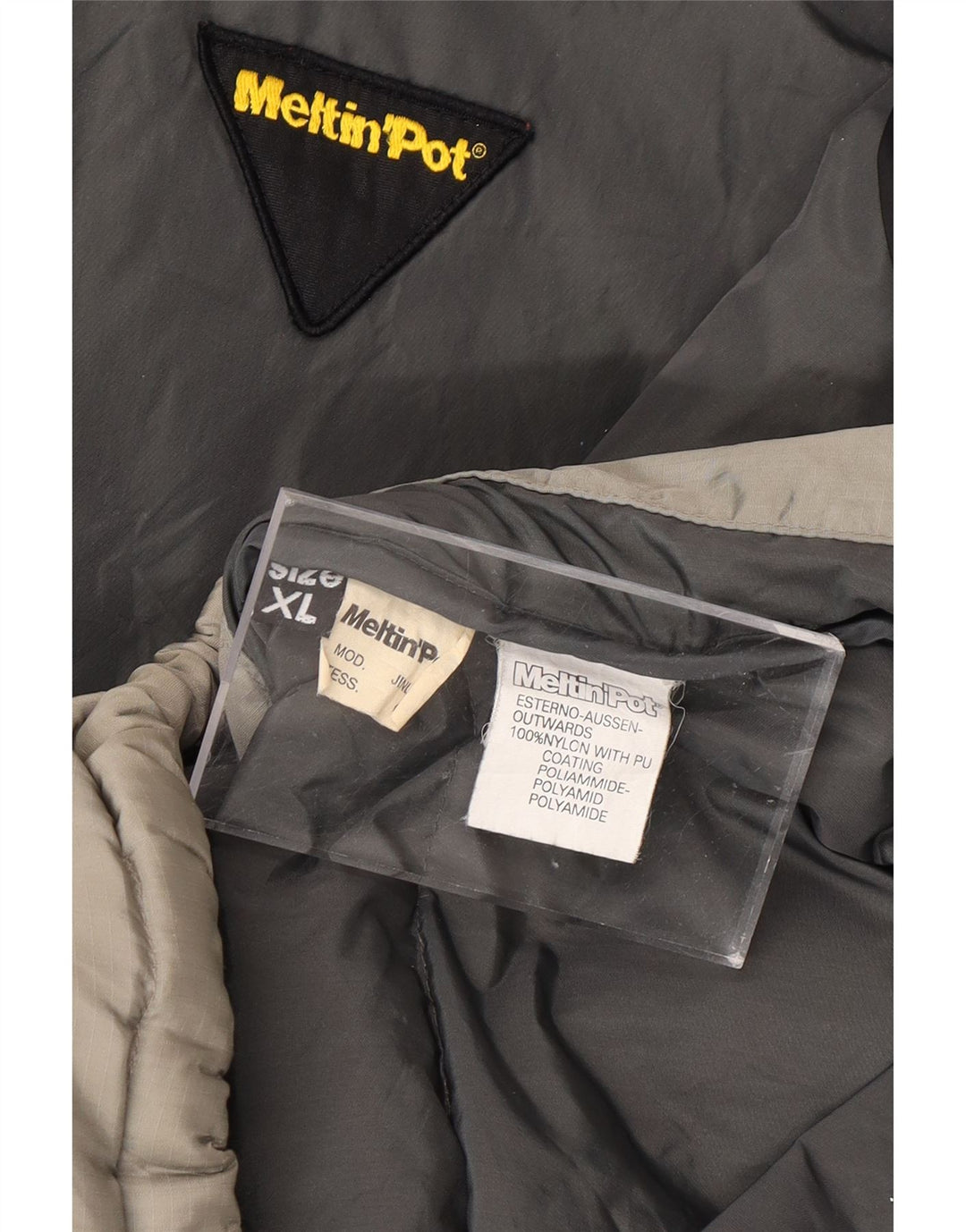 MELTIN' POT Mens Padded Jacket UK 42 XL Grey Colourblock Nylon Vintage Meltin' Pot and Second-Hand Meltin' Pot from Messina Hembry 