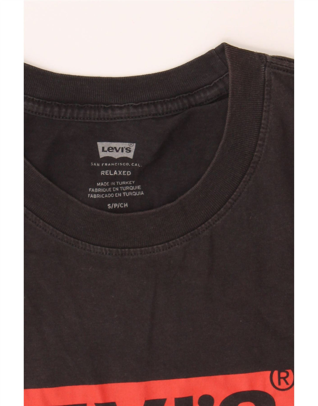 LEVI'S Mens Relaxed Fit Graphic T-Shirt Top Small Black Vintage Levi's and Second-Hand Levi's from Messina Hembry 