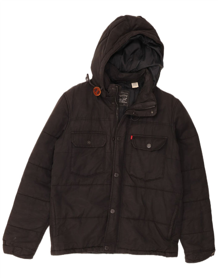 Levi's Mens Hooded Padded Jacket UK 38 Medium Black Cotton