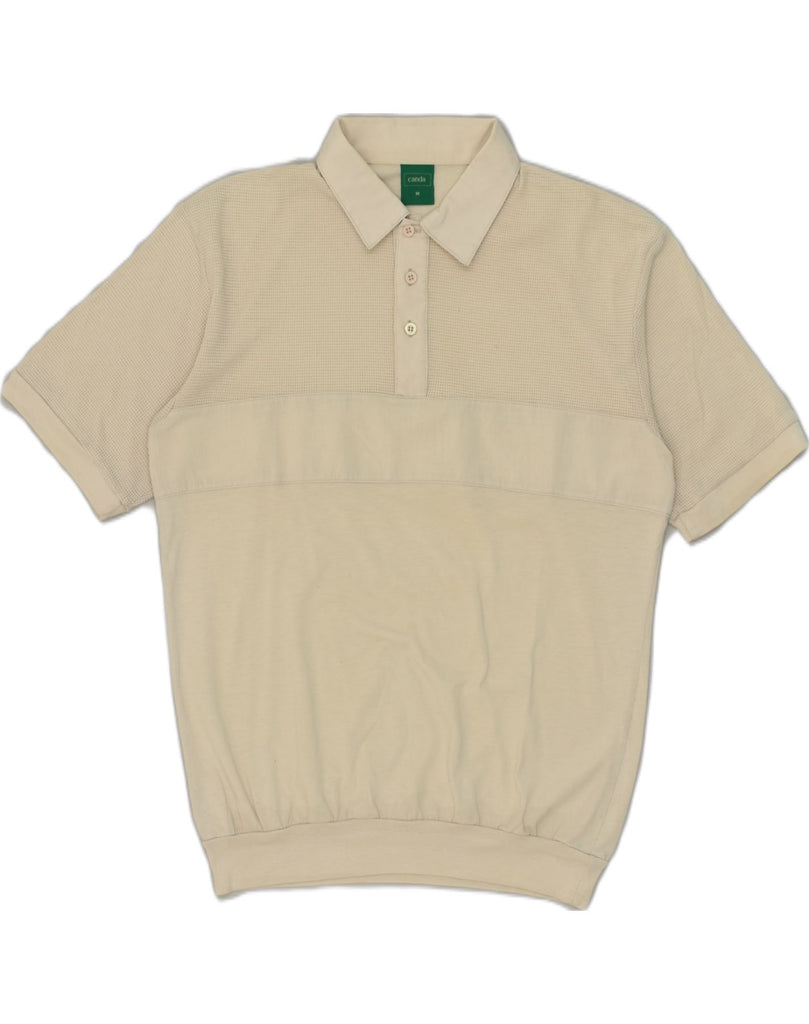 CANDA Mens Polo Shirt Medium Beige Cotton | Vintage Canda | Thrift | Second-Hand Canda | Used Clothing | Messina Hembry 