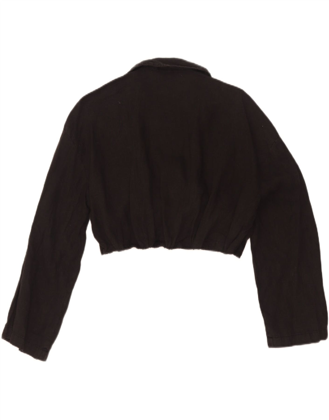 Zara Womens Crop Wrap Shirt Blouse UK 12 Medium Black