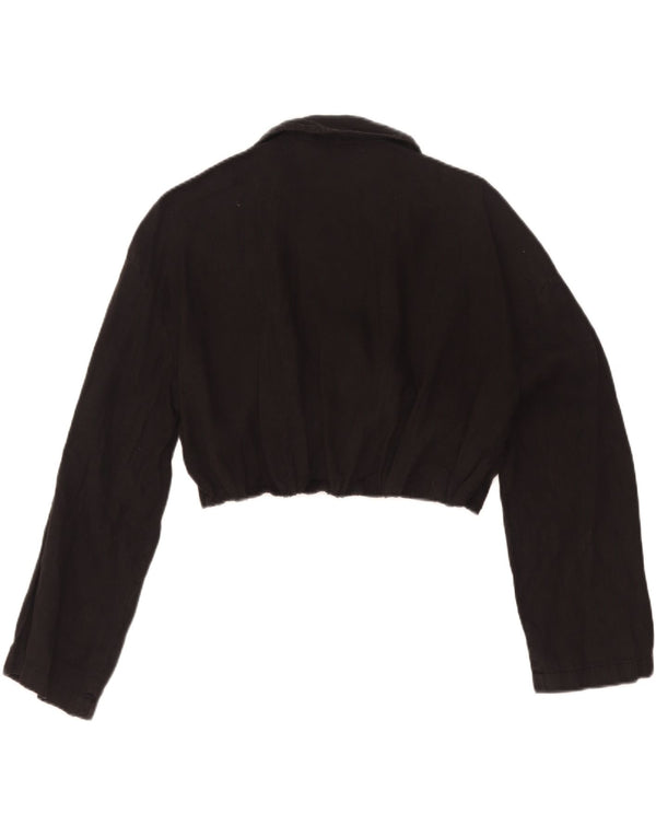 Zara Womens Crop Wrap Shirt Blouse UK 12 Medium Black
