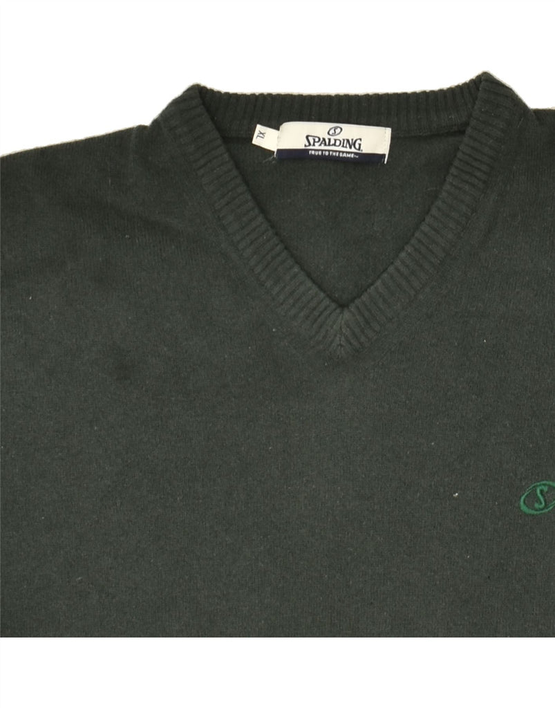 SPALDING Womens V-Neck Jumper Sweater UK 18 XL Green Wool Vintage Spalding and Second-Hand Spalding from Messina Hembry 