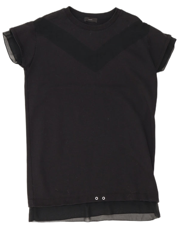 Diesel Womens Oversized T-Shirt Dress UK 10 Small Black Cotton