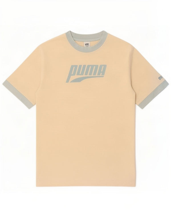 Puma Mens Graphic T-Shirt Top Small Off White Colourblock