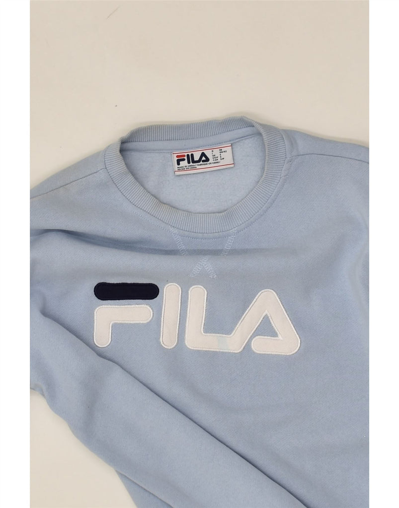 FILA Mens Graphic Sweatshirt Jumper Small Blue Striped Cotton | Vintage Fila | Thrift | Second-Hand Fila | Used Clothing | Messina Hembry 