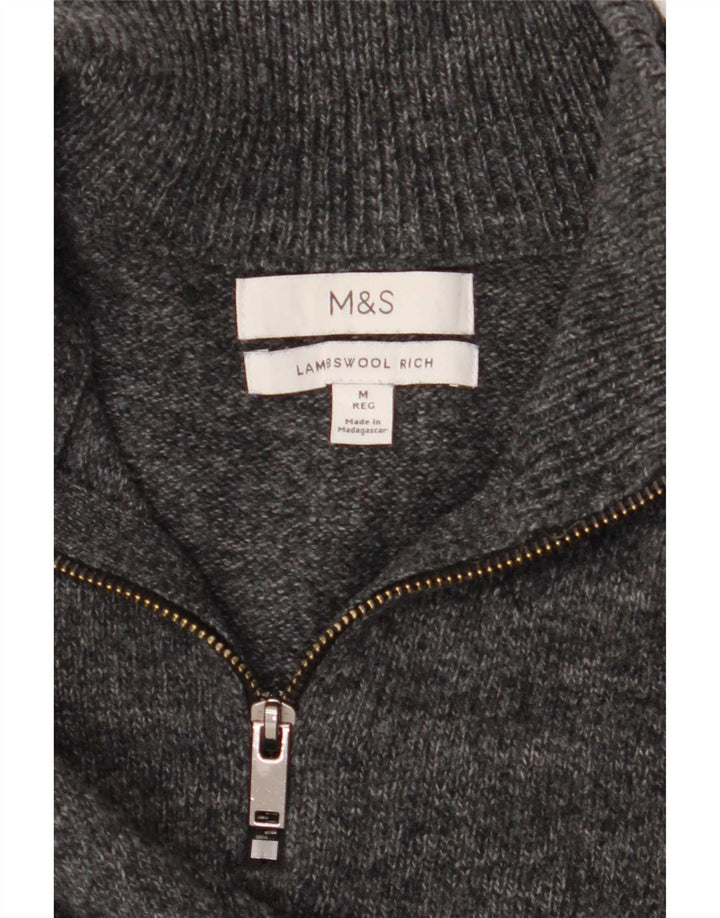 Marks & Spencer Mens Zip Neck Jumper Sweater Medium Grey
