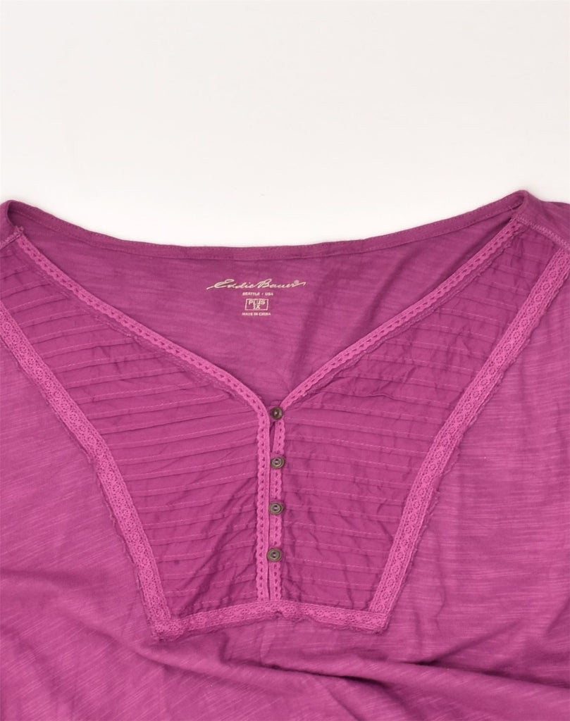 EDDIE BAUER Womens Top 3/4 Sleeve UK 18 XL Pink Cotton | Vintage Eddie Bauer | Thrift | Second-Hand Eddie Bauer | Used Clothing | Messina Hembry 