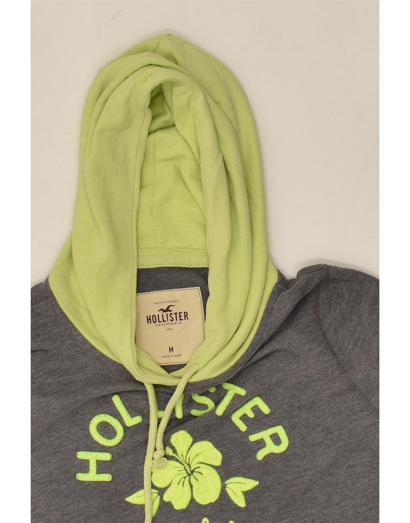 HOLLISTER Womens Graphic Hoodie Jumper UK 14 Medium Grey Colourblock | Vintage Hollister | Thrift | Second-Hand Hollister | Used Clothing | Messina Hembry 