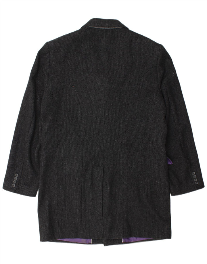 Marks & Spencer Mens Regular Fit Overcoat UK 40 Large Black Wool