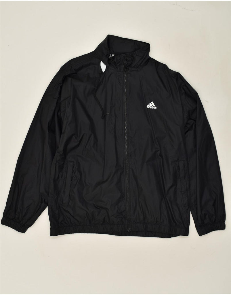 ADIDAS Mens Hooded Rain Jacket UK 44/46 Large Black | Vintage Adidas | Thrift | Second-Hand Adidas | Used Clothing | Messina Hembry 