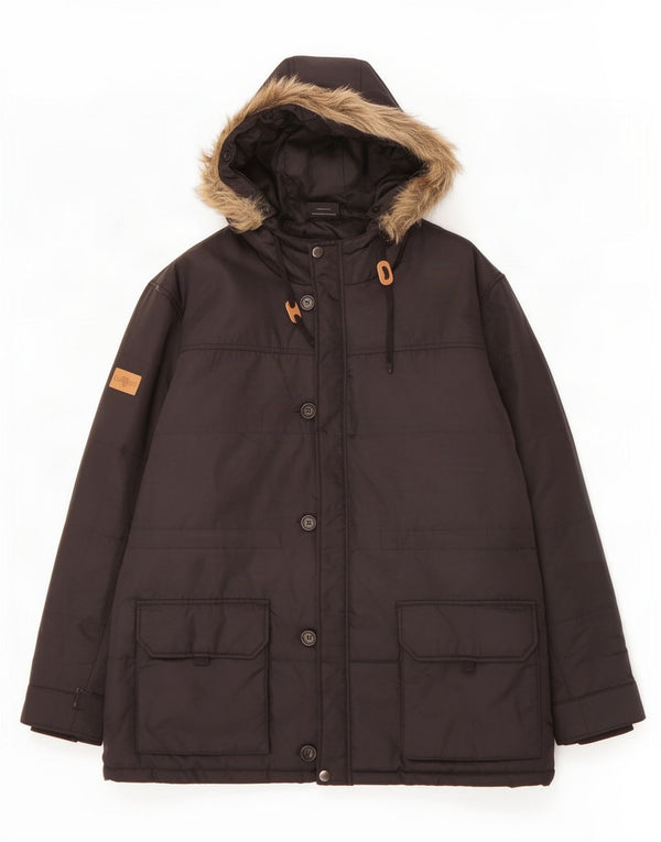 Guinness Mens Hooded Padded Coat UK 46 3XL Black Polyamide