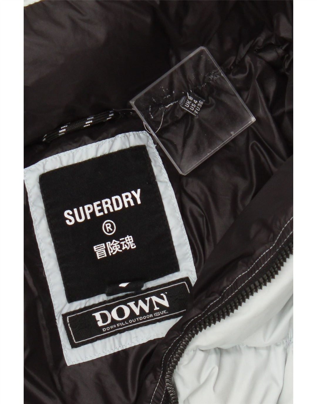 Superdry Womens Hooded Padded Jacket UK 8 Small  Blue Nylon