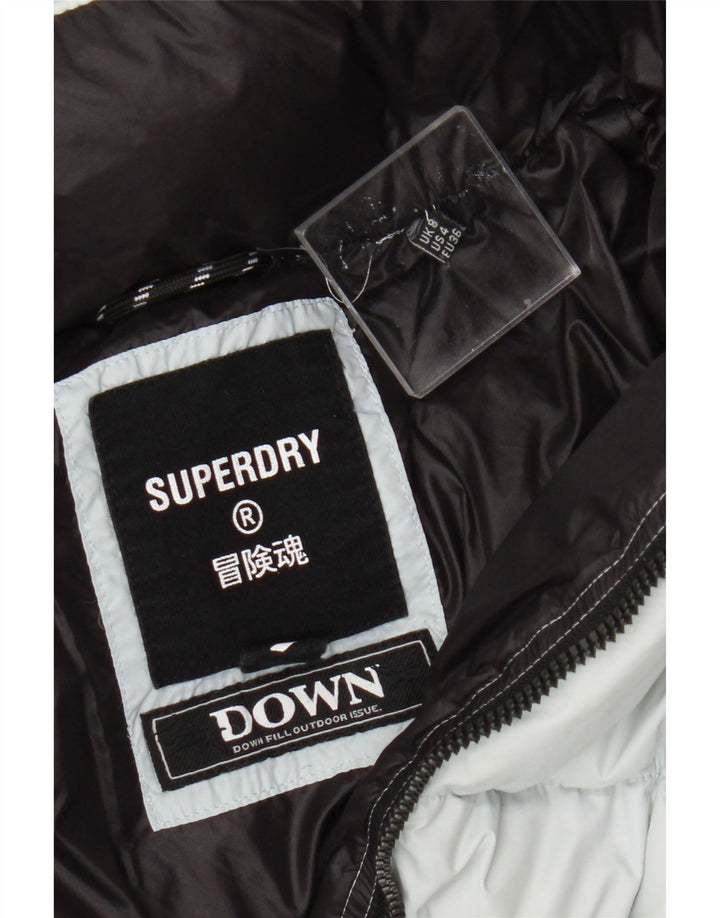 Superdry Womens Hooded Padded Jacket UK 8 Small  Blue Nylon