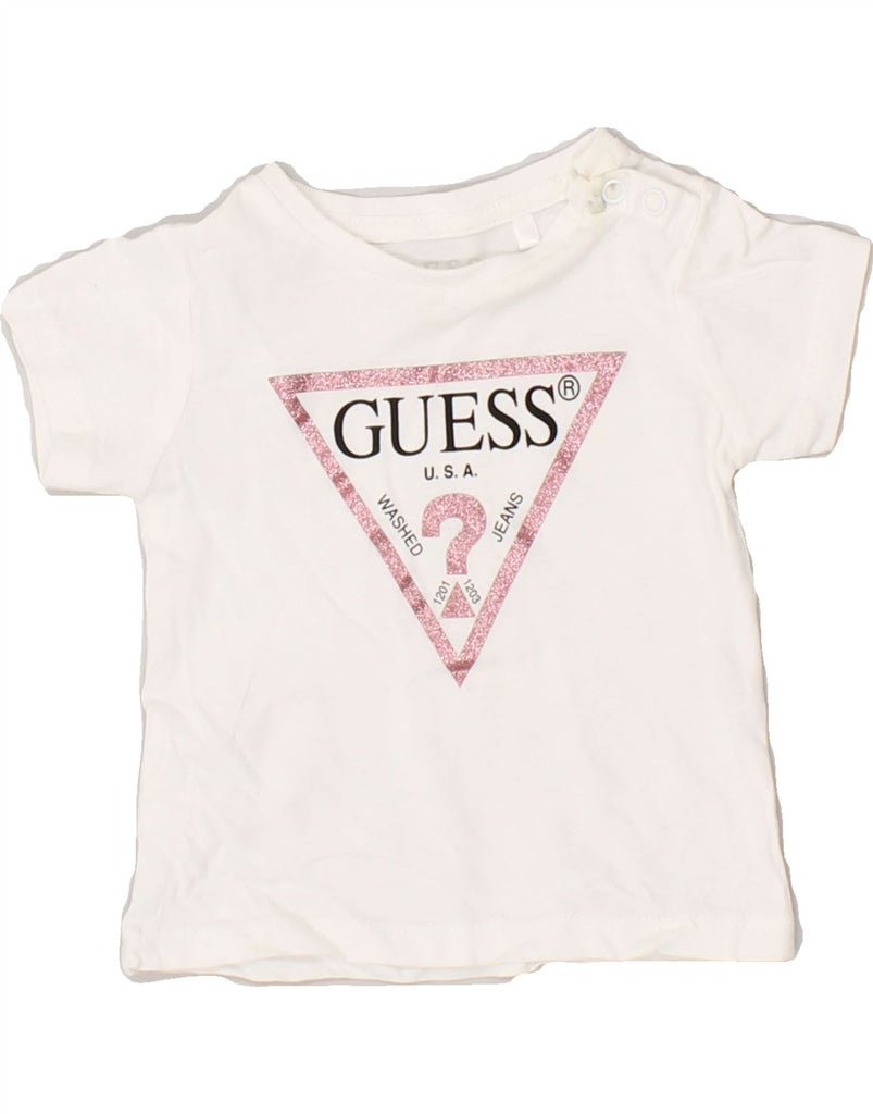 GUESS Baby Girls Graphic T-Shirt Top 3-6 Months White | Vintage Guess | Thrift | Second-Hand Guess | Used Clothing | Messina Hembry 