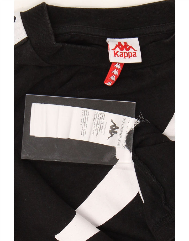 KAPPA Mens Graphic T-Shirt Top Medium Black Colourblock Cotton