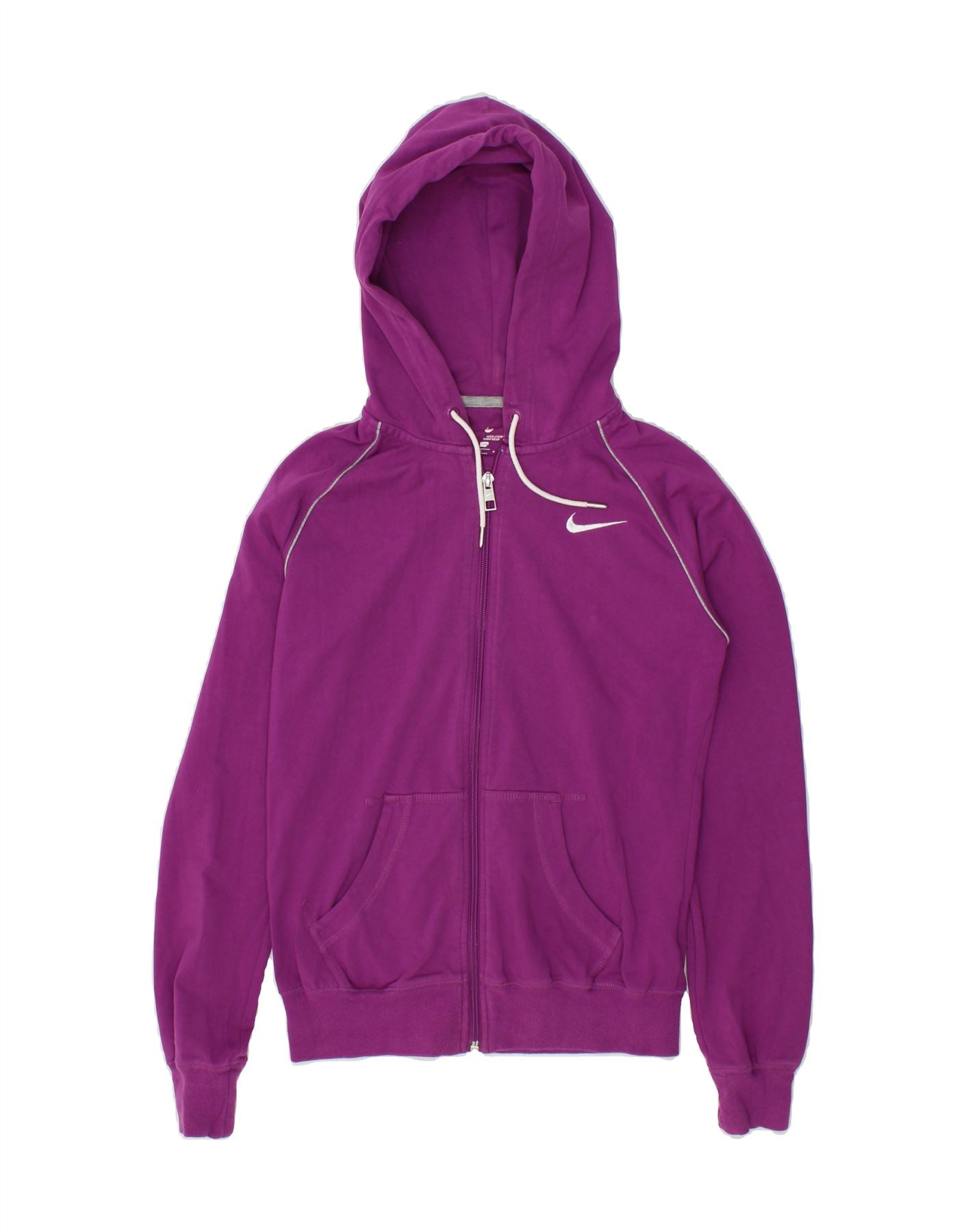 NIKE Womens Zip Hoodie Sweater UK 10 Small Purple Cotton Vintage