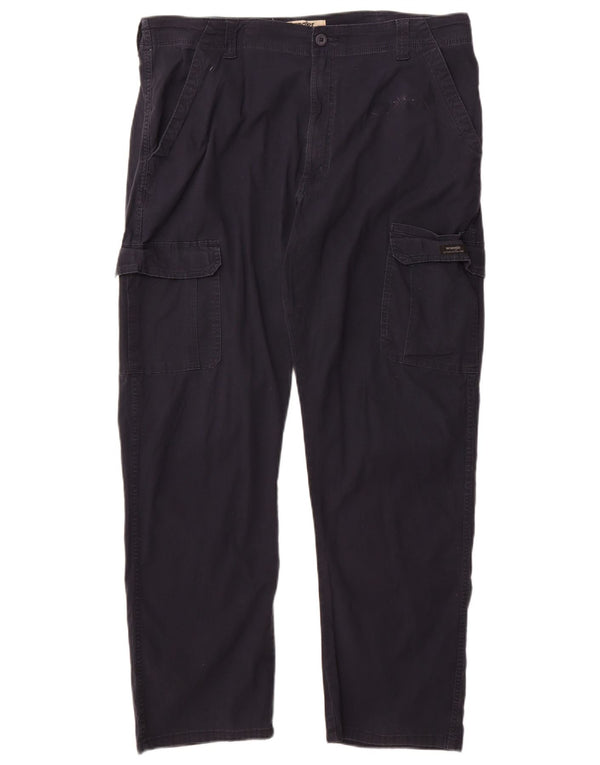 Wrangler Mens Straight Cargo Trousers W38 L32 Navy Blue Cotton