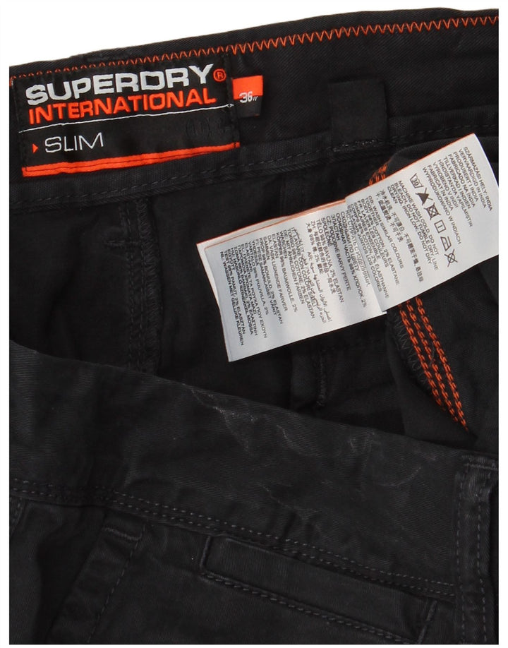 SUPERDRY Mens Slim Fit Chino Shorts W36 Large Black Cotton