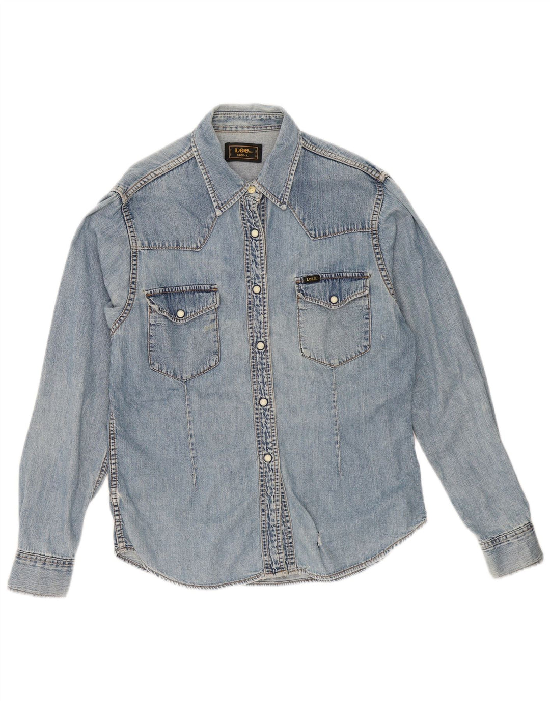 Lee Womens Denim Shirt UK 16 Large Blue Cotton
