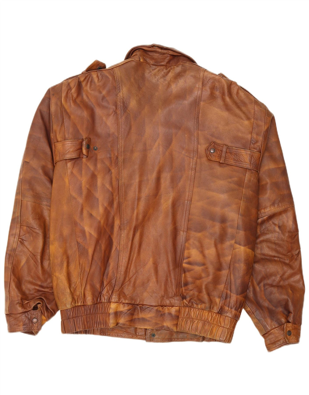 Vintage Mens Military Leather Jacket UK 44 2XL Brown Leather