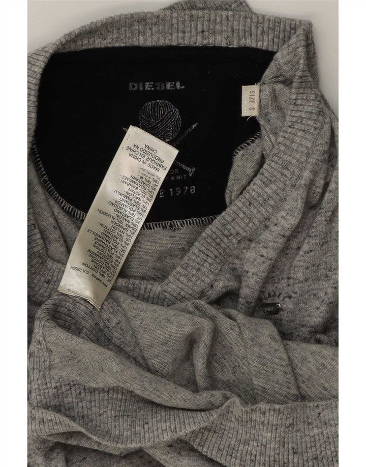 Diesel Mens V-Neck Jumper Sweater Small Grey Flecked Cotton
