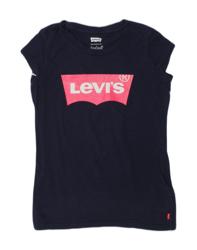 LEVI'S Girls Graphic Blouse Top 8-9 Years Small  Navy Blue Cotton | Vintage Levi's | Thrift | Second-Hand Levi's | Used Clothing | Messina Hembry 