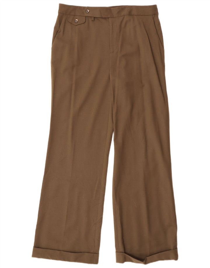 Ralph Lauren Womens Flare Suit Trousers US 10 Large W32 L32 Khaki Wool