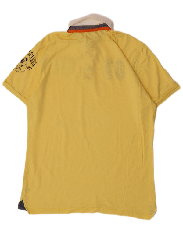 Napapijri Mens Graphic Rugby Polo Shirt XL Yellow Colourblock