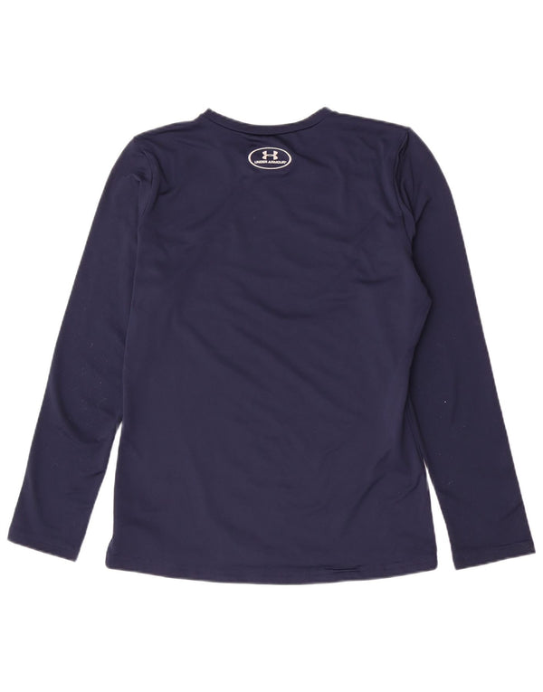Under Armour Girls Graphic Top Long Sleeve 13-14 Years XL Navy Blue Sports