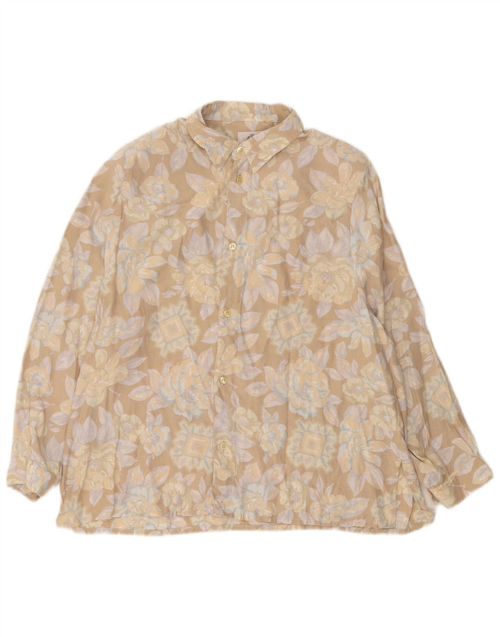 Colombus Womens Shirt UK 14 Large Beige Floral