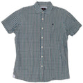 Conte of Florence Mens Short Sleeve Shirt Large Blue Gingham