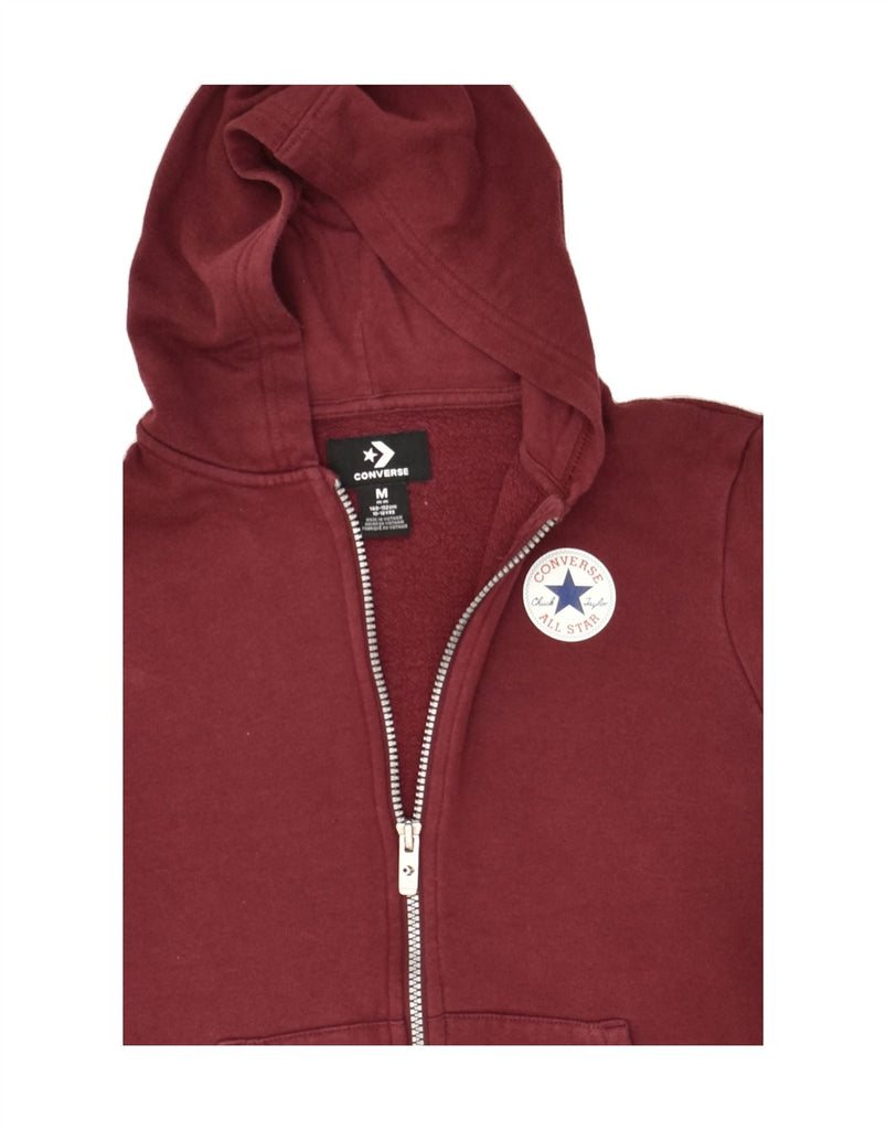 CONVERSE Boys Graphic Zip Hoodie Sweater 10-11 Years Medium Maroon Cotton | Vintage Converse | Thrift | Second-Hand Converse | Used Clothing | Messina Hembry 