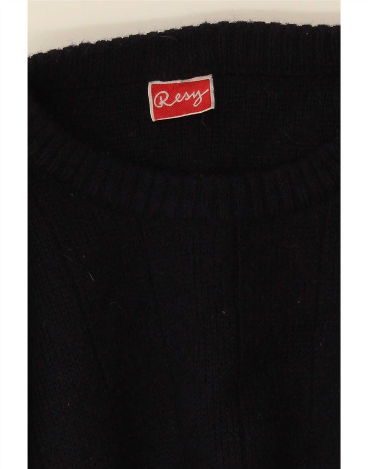 Vintage Mens Crew Neck Jumper Sweater Medium Navy Blue